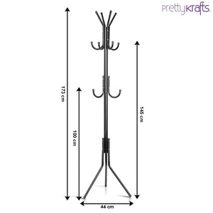 6 Hook Coat Hanger Clothes Stand Hanging Pole Wrought Iron Rack Standing Shelf Unit for Home, Bedroom Space