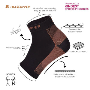 Copper Compression Recovery Foot Sleeves for Men & Women (1 Pair)